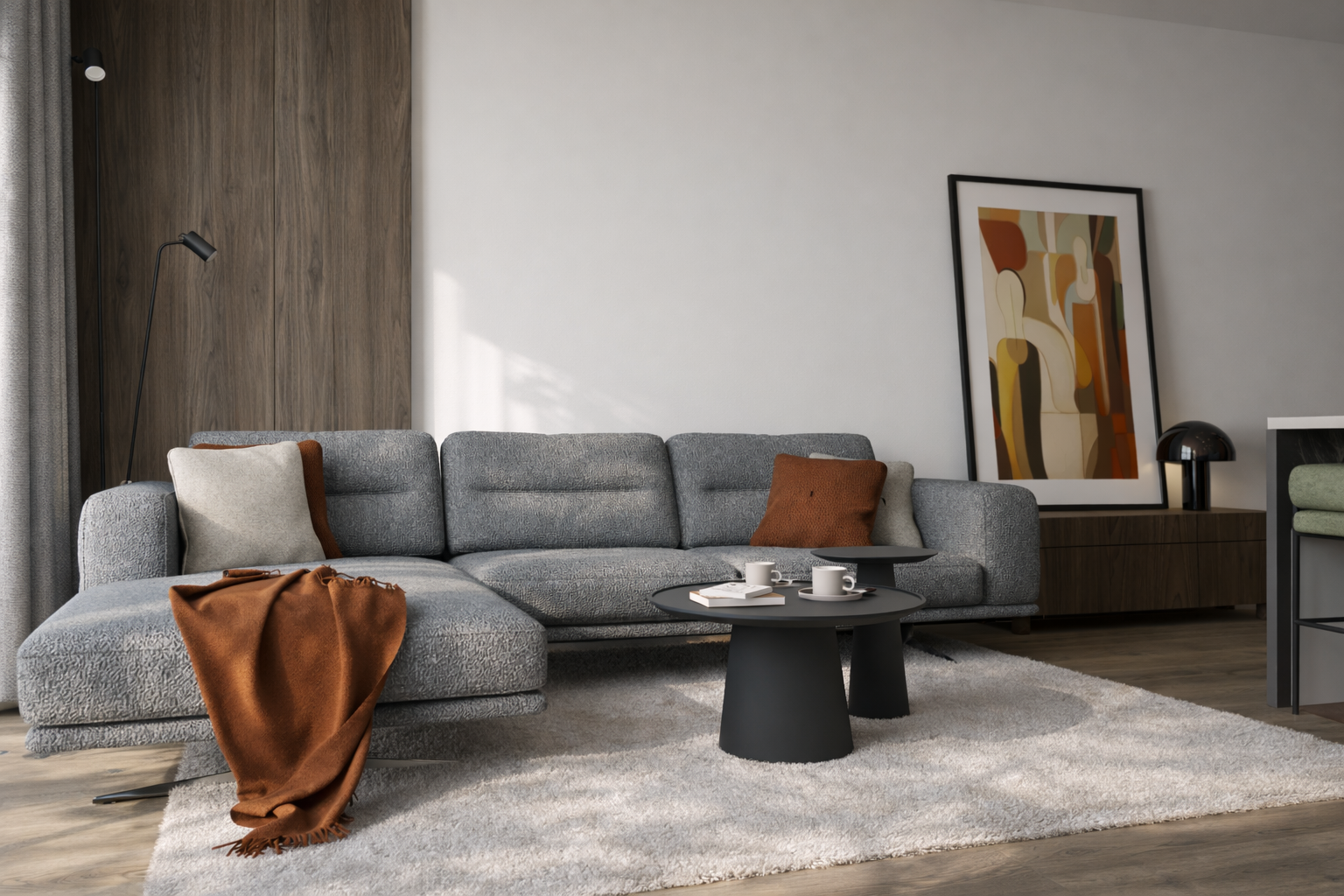 Kuchnia z jadalnią w jasnych tonach